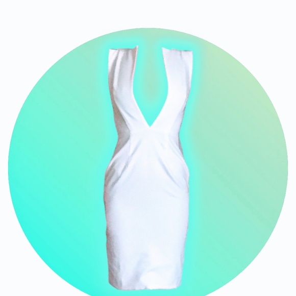 Solace London Women White Midi Dress Square Plunging Neckline Fitted Backless 0 - Picture 2 of 7